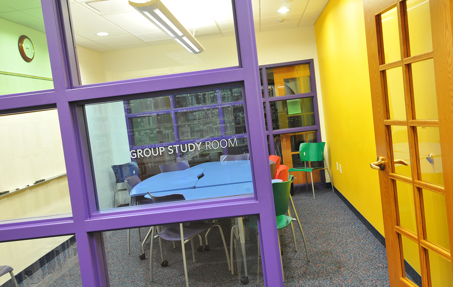 Wolf Study Room through the purple-paned windows