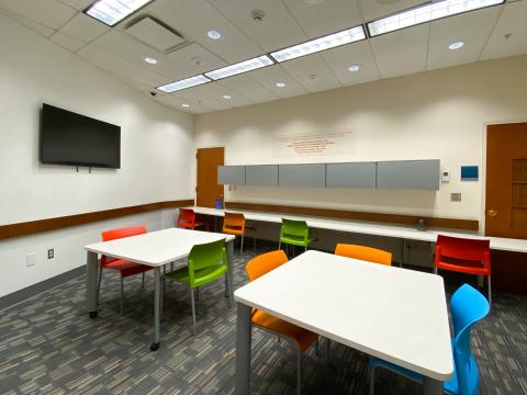 Tables and chairs in the Aster Study Room